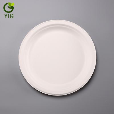 China 9 Inch Disposable Biodegradable Sugar Cane Round Dishes for sale