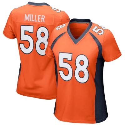 China Wholesale Breathable Bronco s Team Uniform Orange #58 Von Miller 5 Bridgewater 10 Jeudy Denver City Stitched Women American Football Tank Top for sale