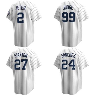 China Breathable Customize Mens #2 Derek Jeter #99 New York City Baseball Jersey Judge #45 Cole White Quilted Uniform High Quality for sale