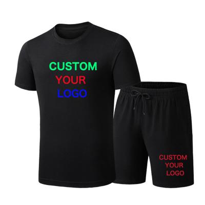 China QUICK DRY Custom Sportswear Men's Casual Logo Men Sets Short Sleeve Tracksuit Printing 2 Pieces Set T-Shirt+Shorts Sports Suits for sale