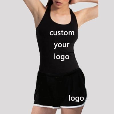 China Summer QUICK DRY women's solid sleeveless vest + tank top shorts set 2 piece set woman tracksuit outfit casual jogger custom your logo for sale