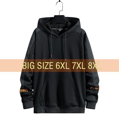 China Men Hoodies 68% Waterproof Cotton 5XL 6XL 7XL 8XL Plus Size Male Spring Autumn Hip Hop Black 2020 Streetwear Sportswear Hooded Sweatshirts for sale