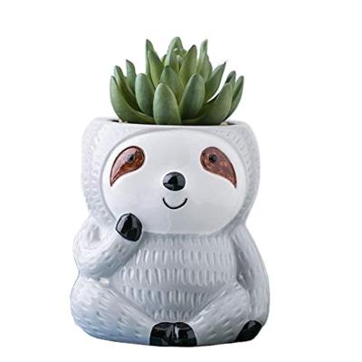 China CLASSIC Sloth Flowerpot Mini Office Desk Succulent Plant Pots Tabletop Small Color Planter Ceramic Potted Flower Pot for sale