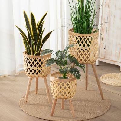 China Modern Plant Pot Home Cheap Artificial Indoor Rattan Wood Garden Wholesale Metal Adjustable Stand Ceramic Planters & Flower Plant Pot for sale