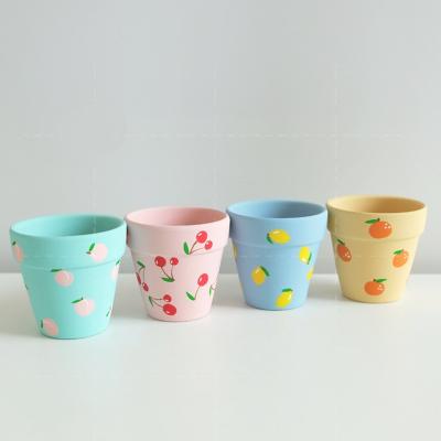 China CLASSIC Home Garden Supplies Cartoon Hand Colorful Fruit Pattern Clay Succulent Pots for sale