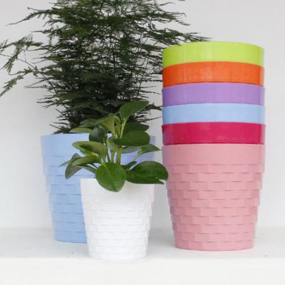 China Modern Simple Round Plastic Flower Pot Thicken Flower Potted Green Plant Fashion Multicolor Plastic Flower Pot for sale