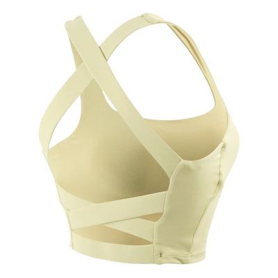 China Breathable Square Neck Betrayal Sports Bra Backless Sling Seamless Bra for sale