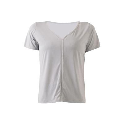 China Good Quality Casual Wear Gym Fitness Women Yoga Twist Breathable Promotional Shirts for sale