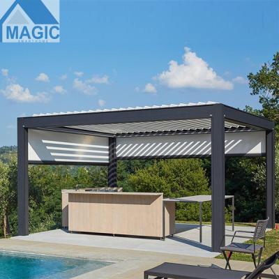 China Easily Assembled Patio Covering Aluminum Pergola Bioclimatic Louvered Roof Kits Furniture Aluminum Pergola for sale