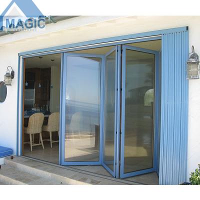 China Heat Insulation Sliding Door Aluminum Alloy Hidden Bi Folding Door for sale