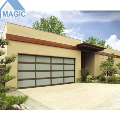 China Luxury heavy duty folding garage door aluminum glass garage door clear glass design for sale