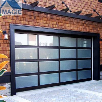 China Aluminum alloy garage door waterproof horizontal modern security insulated garage glass door for sale