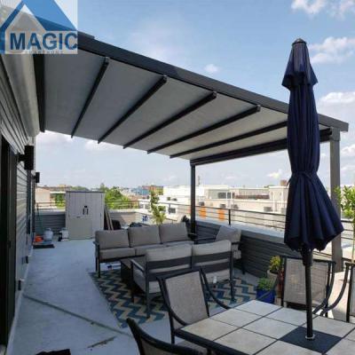 China Expandable Waterproof Pergola Motorized Retractable Sunshade Tents Roof Folding Tent With PVC Fabric for sale