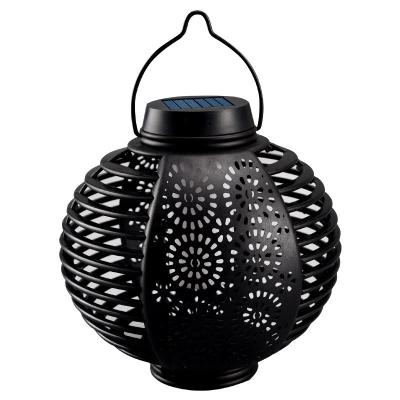 China New Flame Garden Lantern Solar Pattern Rattan Outdoor Round Lamp Garden Hanging Atmosphere Chandelier for sale