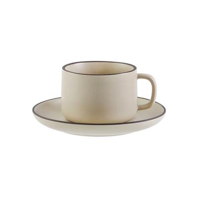 China High Quality Outdoor Colored Material Coffee Stocked Ceramic Cups With Saucer for sale