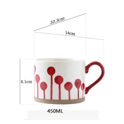 China Sustainable Hand Painted Tree Red Ceramic Mug Gift Set Mugs And Cups Lunch Mug for sale