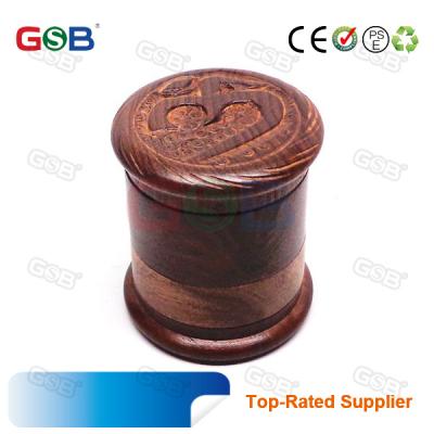 China Herb Grinding Design High Quality Teeth Tobacco Grinder Machine Sharp Wooden Manual Spice Grinder Wooden Teeth Metal Herb Grinder for sale