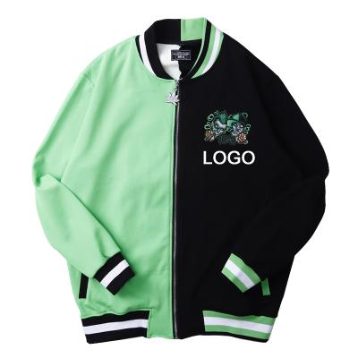 China Men Jacket Sublimation QUICK DRY Casual Patchwork Plus Size Green Colorblock College Mens Baseball Jackets for sale