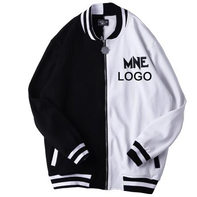 China 2021 New Arrivals QUICK DRY Custom College Plus Size Embroider Color Block Mens Baseball White Black Printed Jackets for sale