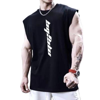 China Youth Long Sleeve Custom Scoop QUICK DRY Cotton100% Boys Cotton100% Print Travel Sleeveless Tank Top Fitness Gym Vest Mens Bottom Release for sale