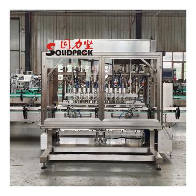 China Adopt Panasonic servo motor to drive piston pumps Solidpack servo motor jerrycan automatic lubricating oil engine oil coolant filler filling machine for sale