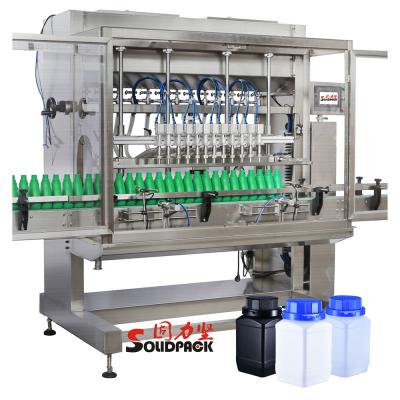 China Automatic 6 Head High Efficient Solidpack Plastic Liquid Fertilizer Bottle Gravity Filling Machine for sale