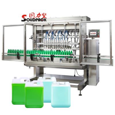 China High Efficient Solidpack Pesticide 5L 6-12 Heads Automatic Gravity Multi-bottle Liquid Filling Machine for sale