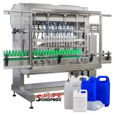 China High Efficient Solidpack 8 Head Automatic Gravity Inline Overflow Filling Machine For Liquid Fertilizer for sale