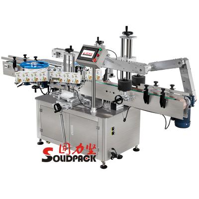 China High Speed ​​Automatic Double Two Flat Square Sides Bottle Round Solidpack Labeling Machine for sale