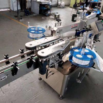 China Two Sides Top And Bottom Labeling Machine Automatic Two Sides Labeling Machine And 2 Set 90 Degree Curl Rotation for sale