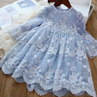 China Breathable Elegant Bridesmaids Dress Princess Dress Casual Kids Wedding Party Clothes Lace Up Long Sleeves Dress Children's Vestidos For 3-8T for sale