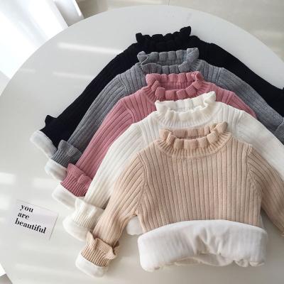 China Winter Anti-Shrink Baby Plus Knitted Velvet Sweater Baby Bottoming Shirt Thickened Warm Children for sale