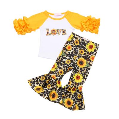 China New Casual Valentine's Day Children's Suit Fashion Trend Girl Sunflower Two-piece Suit for sale