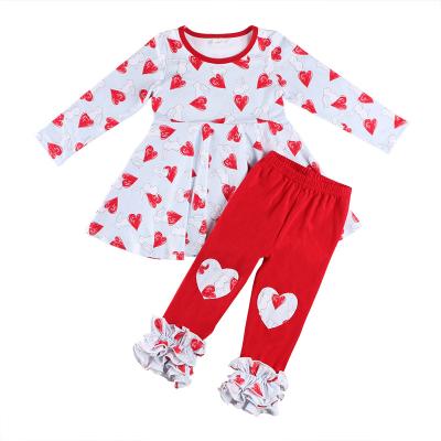 China 2021 Hot Sale Valentine's Day Love Children's Clothing Casual Girls Milk Silk Comfortable And Breathable Suit Factory Direct Sales for sale