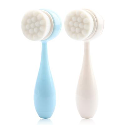 China Pore ​​Cleansing Double Sided White Soft Nylon Wool Facial Massage Pore Cleansing Brush for sale