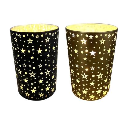 China Retro Home Decor Led Christmas Glass Candle Holder Starry Sky Christmas Led Light for sale