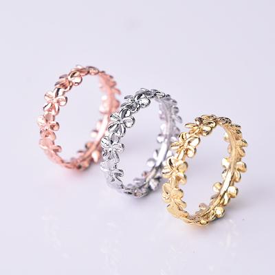 China Beautiful TRENDY Eternity Ring Plumeria Hawaii Flower Wedding Band Ring for Women Girl Size 6-10 for sale