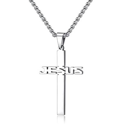 China FASHIONABLE Rolo Chain Stainless Steel Jesus Cross Pendant Necklace For Women Men 18K Gold Cross Necklace for sale