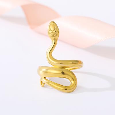 China FASHIONABLE Mens Womens Retro Punk Ring Stainless Steel Rings Gold Silver Snake Rings for sale