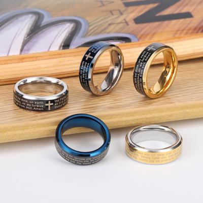 China Finger Cross Ring Men Women Jewelry TRENDY Bible Stainless Steel Ring for sale