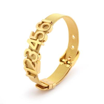 China FASHIONABLE Stainless Steel Mesh Slide Number Charms Bracelet 10mm for sale