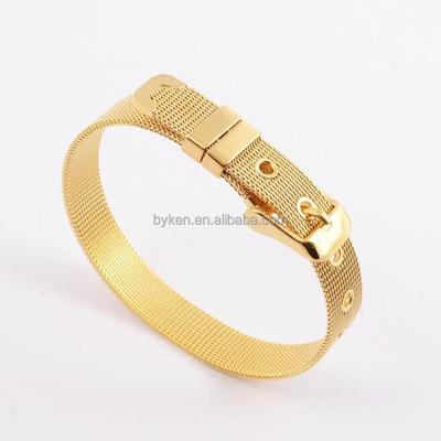 China Popular Gold 10mm Mesh Stainless Steel Bracelet with Buckle for sale