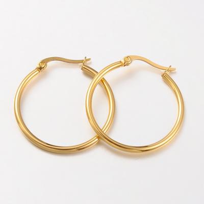 China Popular Custom Exaggerated Round Hoop Earrings Stainless Steel 14k Gold Big Circle Earrings for sale