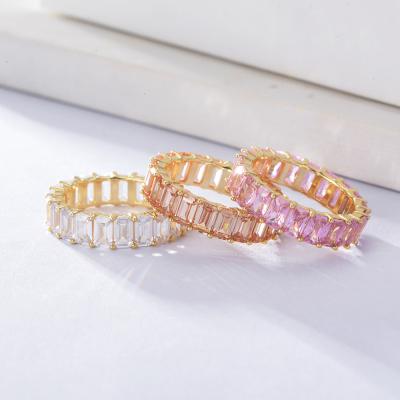 China FASHIONABLE Ready to Ship Stainless Steel Color Zircon Ring Tarnish Resistant Gold Plated Jewelry Vendors For Women for sale