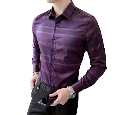 China Anti-pilling recommend best price slim fit cotton icy striped dress shirt for men plaid luxury for sale