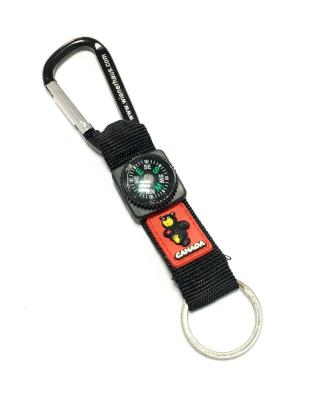 China Porta-chaves curto de Carabiner do preto da correia com compasso do urso do PVC 20 x 160 milímetros à venda