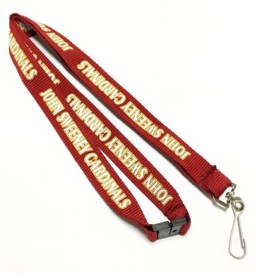 China Red Custom Breakaway Lanyards Yellow Logo J Hook Safety Breakaway Name Badge Lanyard for sale