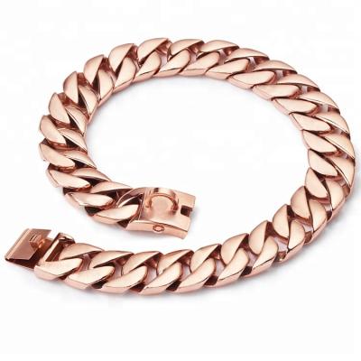 China Durable 316l Stainless Steel Cuban Chain Dog Choke Fancy Rose Gold Dog Collar for sale