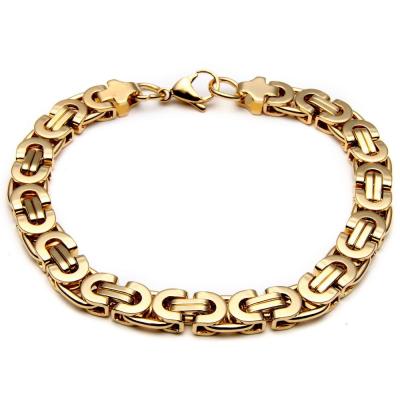 China Yingde CLASSIC Jewelry Custom Flat Byzantine Classic 18k Gold 8mm Chain Bracelet for sale