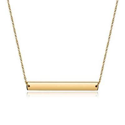 China Simple Delicate Personalized Stainless Steel Custom Stainless Steel 14K Gold Plated Engravable Bar Choker Necklace for sale